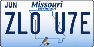 MO license plate ZL0U7E