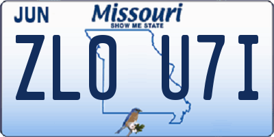 MO license plate ZL0U7I