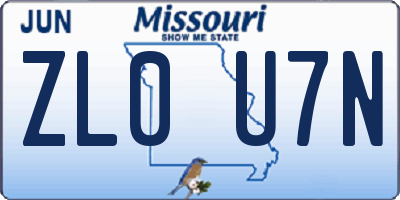 MO license plate ZL0U7N