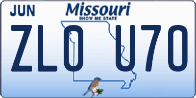 MO license plate ZL0U7O