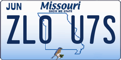 MO license plate ZL0U7S