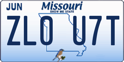MO license plate ZL0U7T