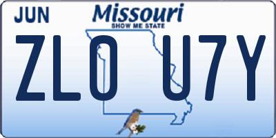 MO license plate ZL0U7Y