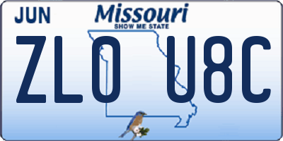MO license plate ZL0U8C