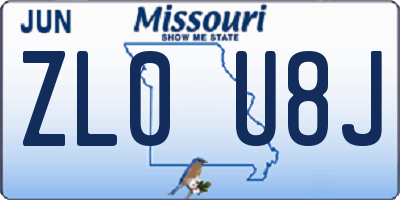 MO license plate ZL0U8J
