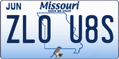 MO license plate ZL0U8S