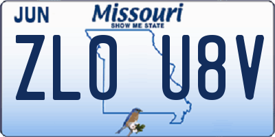 MO license plate ZL0U8V
