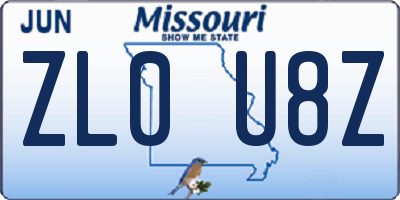 MO license plate ZL0U8Z