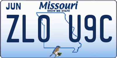 MO license plate ZL0U9C