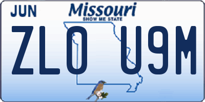 MO license plate ZL0U9M
