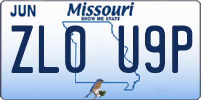 MO license plate ZL0U9P