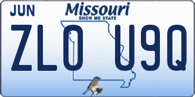 MO license plate ZL0U9Q