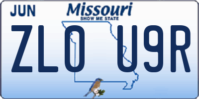 MO license plate ZL0U9R