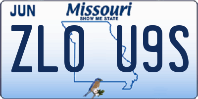 MO license plate ZL0U9S