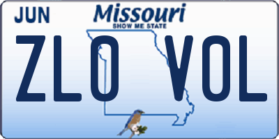 MO license plate ZL0V0L