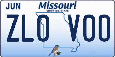 MO license plate ZL0V0O