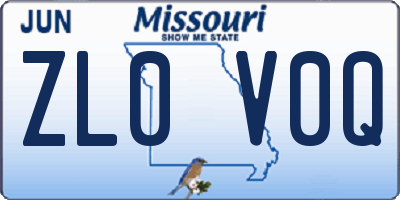 MO license plate ZL0V0Q
