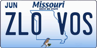 MO license plate ZL0V0S