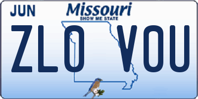 MO license plate ZL0V0U