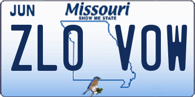 MO license plate ZL0V0W
