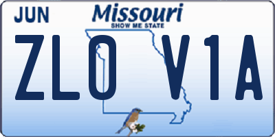 MO license plate ZL0V1A