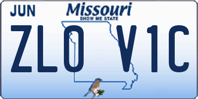 MO license plate ZL0V1C