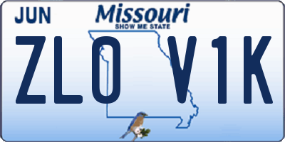 MO license plate ZL0V1K