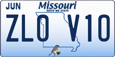 MO license plate ZL0V1O