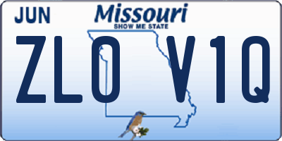 MO license plate ZL0V1Q