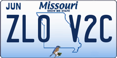 MO license plate ZL0V2C