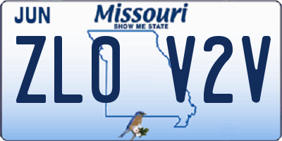 MO license plate ZL0V2V