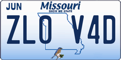 MO license plate ZL0V4D