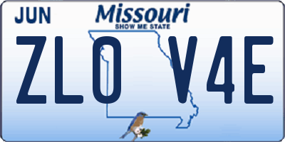 MO license plate ZL0V4E