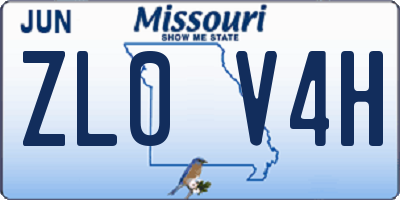 MO license plate ZL0V4H
