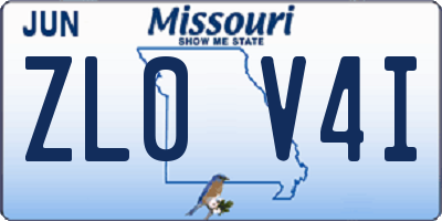 MO license plate ZL0V4I