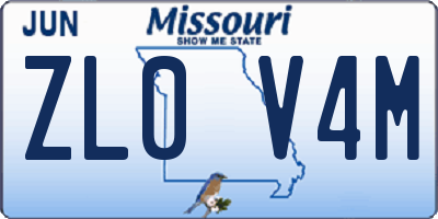 MO license plate ZL0V4M