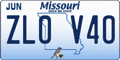 MO license plate ZL0V4O