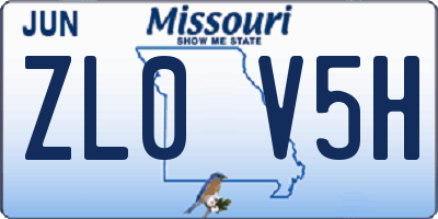 MO license plate ZL0V5H