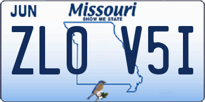 MO license plate ZL0V5I