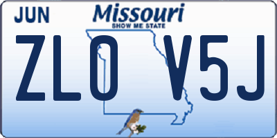 MO license plate ZL0V5J