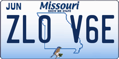 MO license plate ZL0V6E
