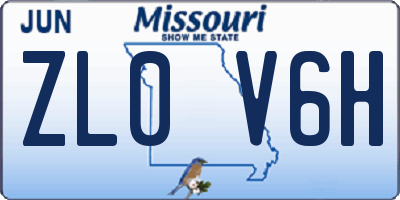 MO license plate ZL0V6H