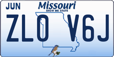 MO license plate ZL0V6J