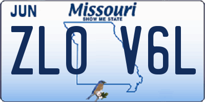 MO license plate ZL0V6L