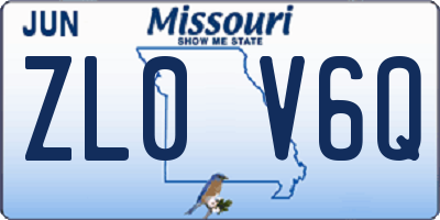 MO license plate ZL0V6Q