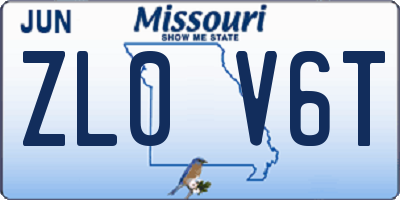 MO license plate ZL0V6T