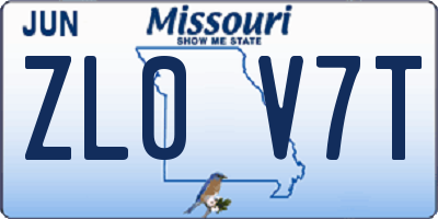 MO license plate ZL0V7T