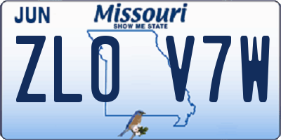MO license plate ZL0V7W