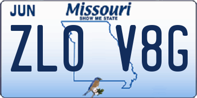 MO license plate ZL0V8G