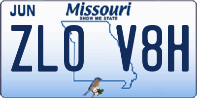 MO license plate ZL0V8H